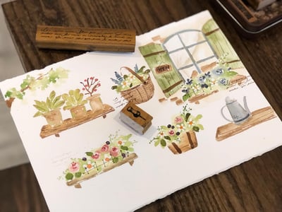 輕水彩課：理想的木門與窗5