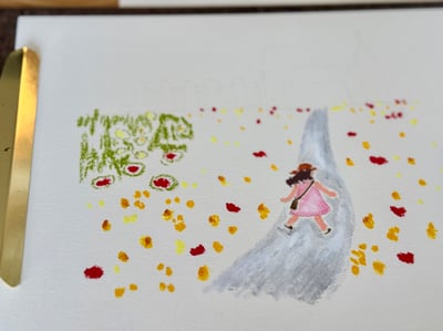 油粉彩課：走花路的女孩3