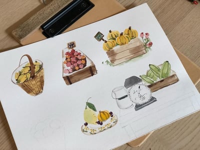 我的農夫小市集｜Ariselin Design 水彩課｜6