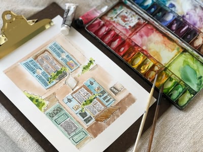 輕水彩課：歐洲街景速寫1