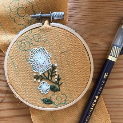 刺繡與生活布作課：緹花刺繡書籤3