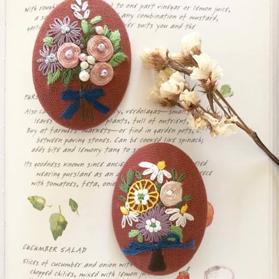刺繡與生活布作課：花朵刺繡胸針4