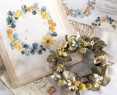 花店裡的花圈水彩課｜Ariselin Design 水彩課｜1