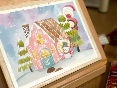 輕水彩課：聖誕薑餅屋3