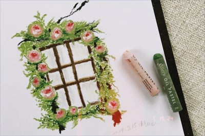 油粉彩課：歐洲的花窗檯5