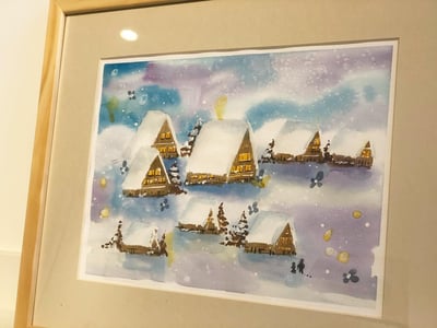 輕水彩課：旅行的記憶／冬日的合掌村3
