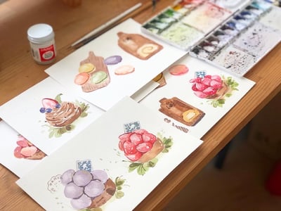 輕水彩：港川區的菓子店（甜點篇）｜Ariselin Design 線上課程｜3