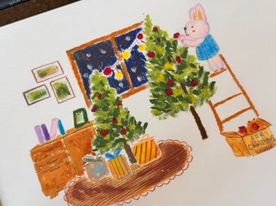 油粉彩課：花與樹的聯想4