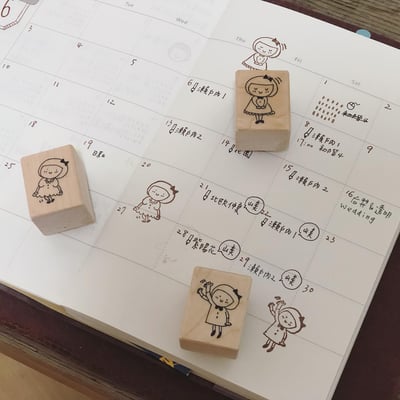 嗨！我的女孩｜Ariselin Design 木製印章｜全套6