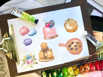 輕水彩：經典的法式糕點4
