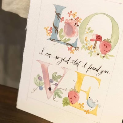 花卉裡的字母畫｜Ariselin Design 水彩課｜4