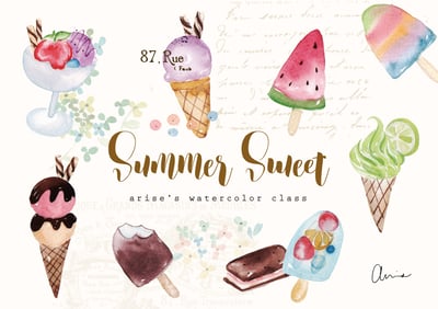 盛夏裡的冰淇淋｜Ariselin Design 水彩課｜1