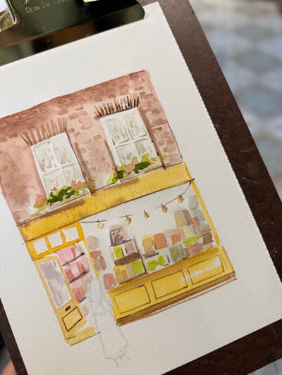 輕水彩課：街角的小書店3