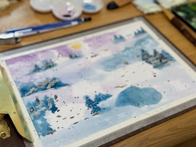 輕水彩課：挪威滑雪趣8