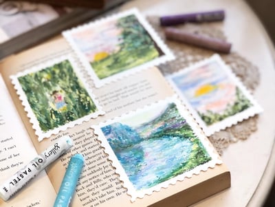 油粉彩課：郵票裡的印象派風景4