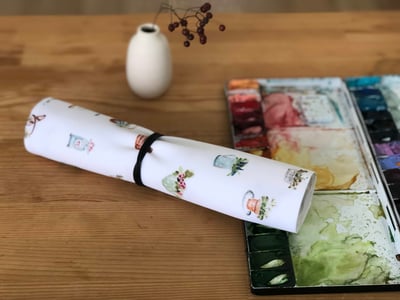水彩跳上生活小物—水彩日常：畫筆／餐具袋（墊）｜Ariselin Design 水彩課｜10
