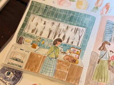 輕水彩：廚房裡的四季光景4