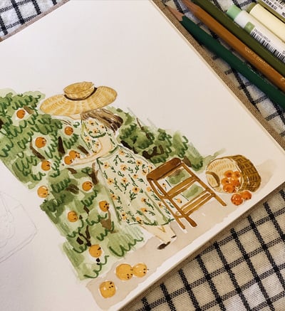 複合媒材：夏日果園的詩篇2