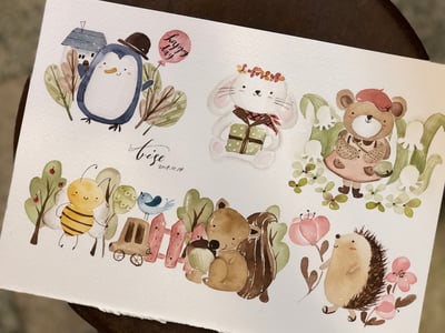 輕水彩：森林裡的動物派對2