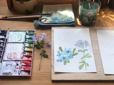 輕水彩：夏日花卉錦集｜Ariselin Design 線上課程｜2