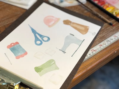 輕水彩課：外婆的裁縫車3