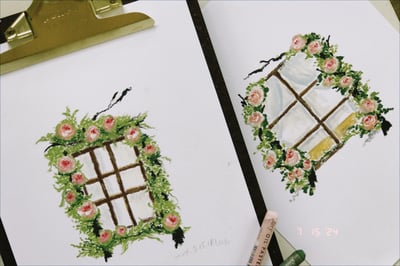 油粉彩課：歐洲的花窗檯4