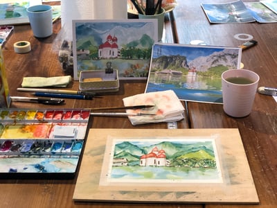 輕水彩課：旅行的記憶／德國國王湖9