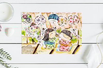 姊妹淘系列：和姐妹的喝茶時光｜Ariselin Design 明信片｜2