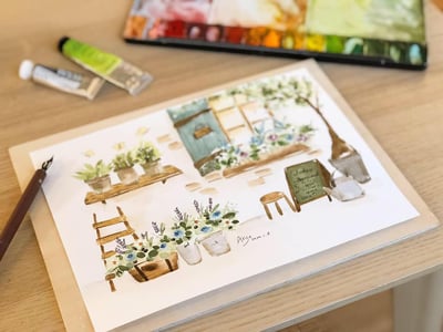 輕水彩課：理想的木門與窗7