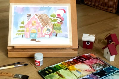 輕水彩課：聖誕薑餅屋5