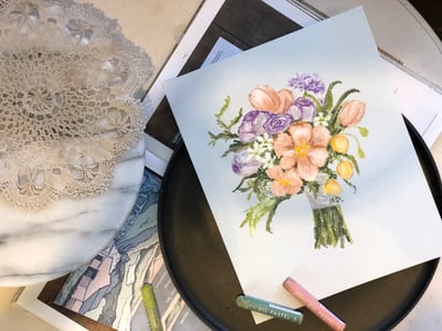 油粉彩課：韓系花束彩繪3
