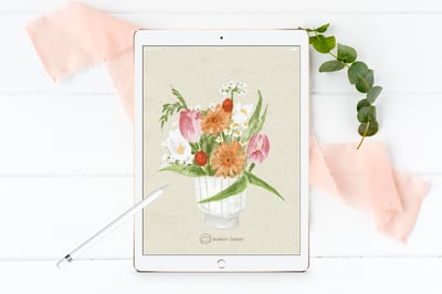 iPad畫畫課：韓式花束油粉彩繪1