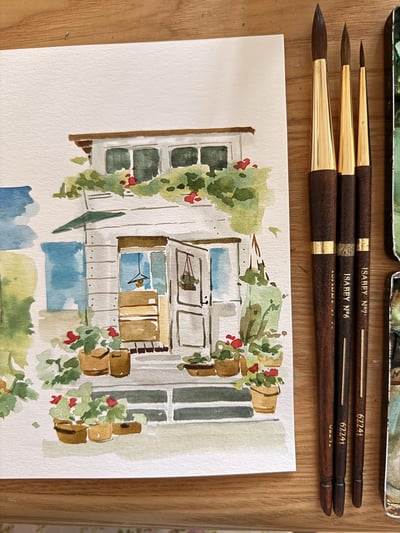 輕水彩：長假裡的海濱小屋6