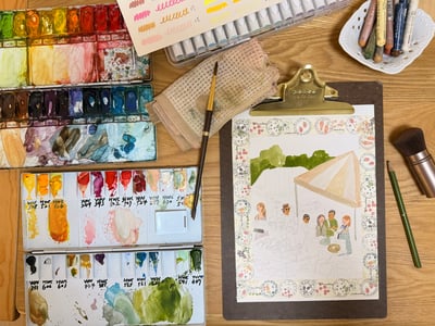 輕水彩課：莫爾公園的古董市集2