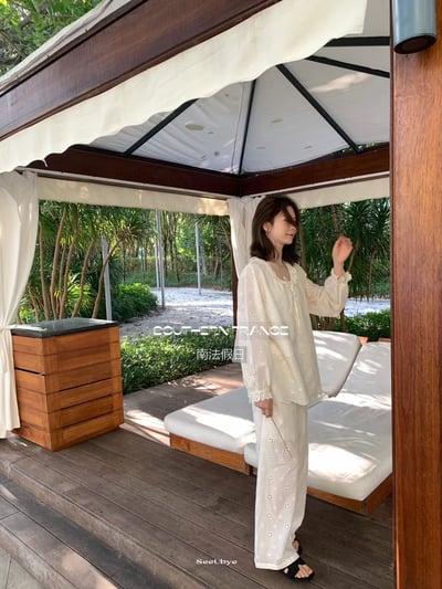 黑標|南法假日全手工勾花｜100% 全棉家居服14