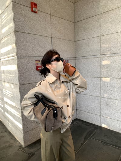 經典版型天絲廓形短風衣1