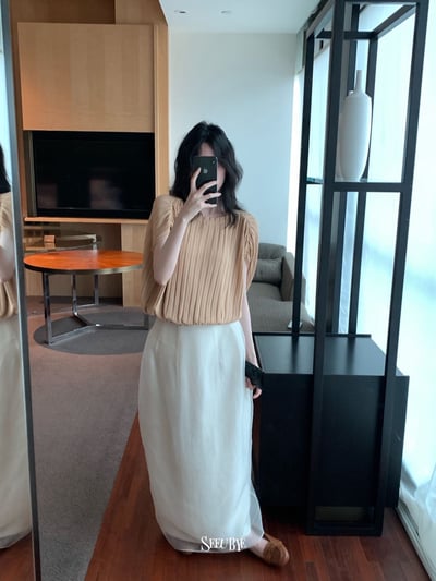 溫柔肌理蝙蝠袖兩色上衣4