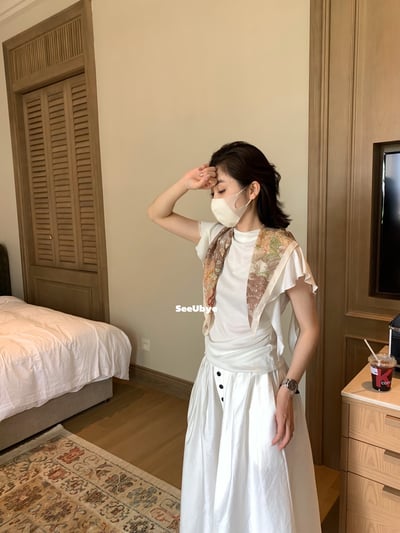 木耳邊（超遮手臂）莫代爾棉tee2