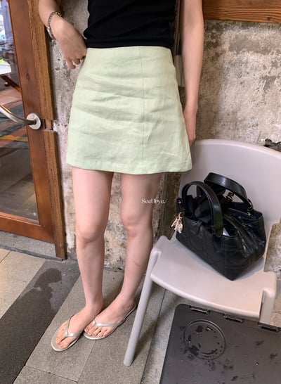 一眼愛上夏日薄荷苧麻半裙1
