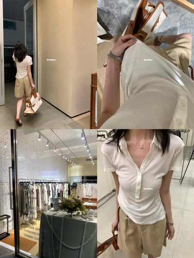 半開扣正肩紙片上衣1