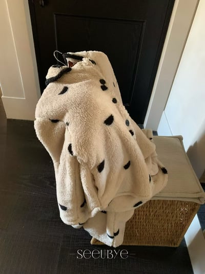 可以外穿的波點毛絨居家服｜厚絨「防靜」6