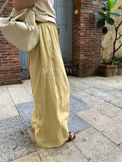 一條亞麻奶黃神褲2