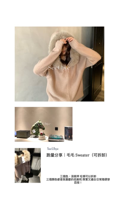 太愛這件！毛領（可拆）連帽拉鍊毛衣2