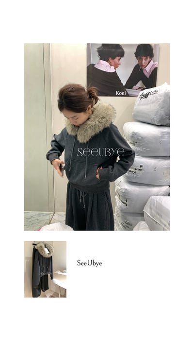 冬天必買｜真毛領加絨舒服衛衣套裝7