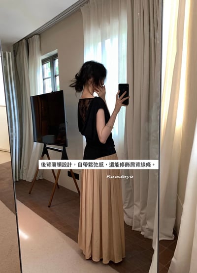 盪領蕾絲兩色t版型超藏肉3