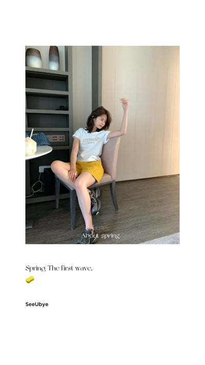 100%亞麻小雞黃中高腰短褲3