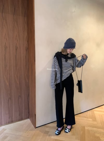 不含披肩｜早秋很實穿的一件條紋tee8