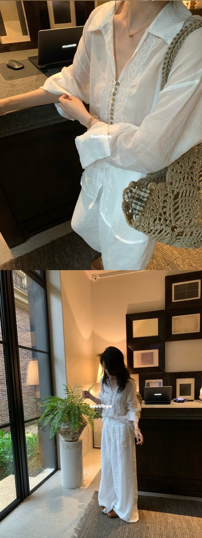 柔光寧麻貝母扣襯衫4
