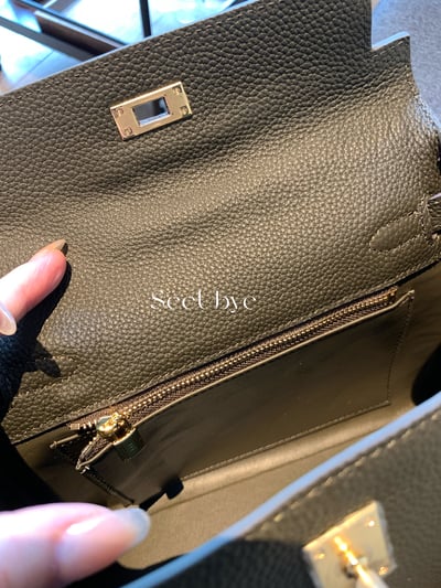 🫒橄欖綠牛皮kelly配跨肩帶8