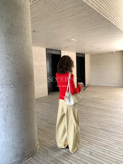 淡黃drawstring直筒褲8